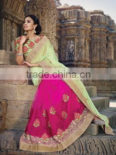 Green Chiffon On Net Designer Saree