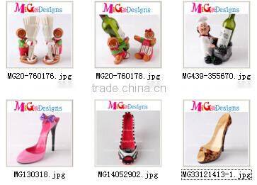 High Quality Polyresin Opened-toe shoe Bottle Holder With Leopard Print