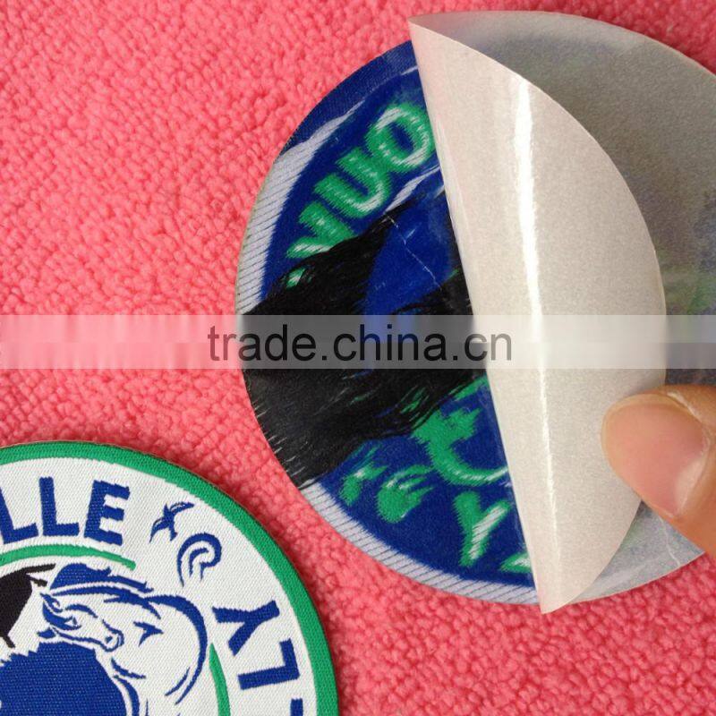laser cut outline shape iron on woven patch,woven badge for uniform