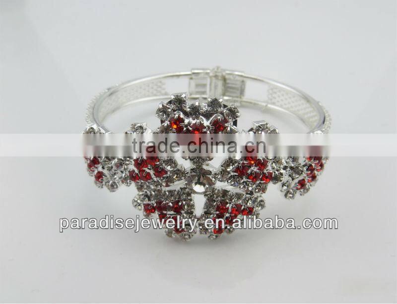 Heart shape design handmade rhinestone alloy cuff bracelet&bangle -SB0010
