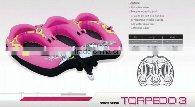 Torpedo 3-Person inflatable towable water tube with high quality tube