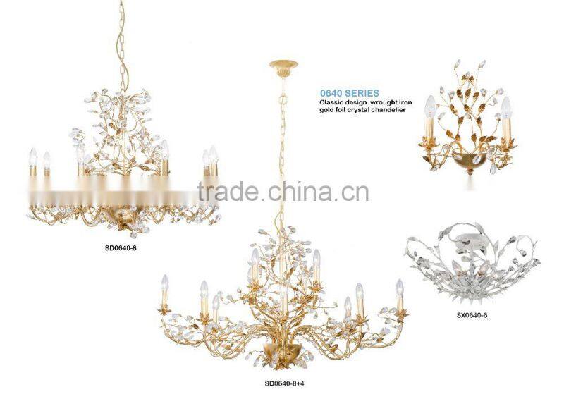 SD0640/1white brush gold simple wrought Iron old fashioned style chandelier/single hanging lighting