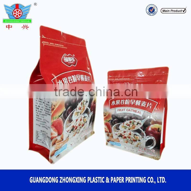 food grade laminated flat bottom snack paper bag with side window