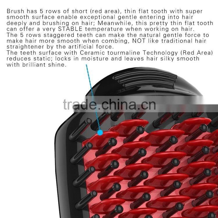 Ceramic automatic hair straightening brush