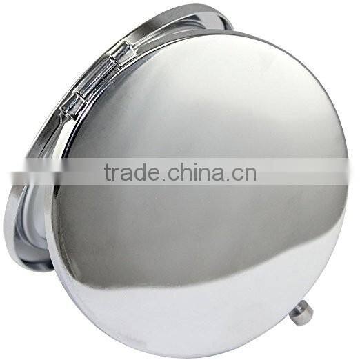Crystal Stainless Cosmetic Compact Travel Pocket Folding MakeUp Mirror
