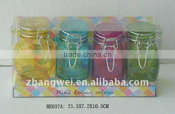 glass spice bottle set with sprayed color in pvc box