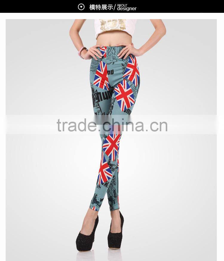 Wholesale professionally Customize New Sexy Slim Fashion High Elastic UK USA Flag Print Tight Leggings Pants