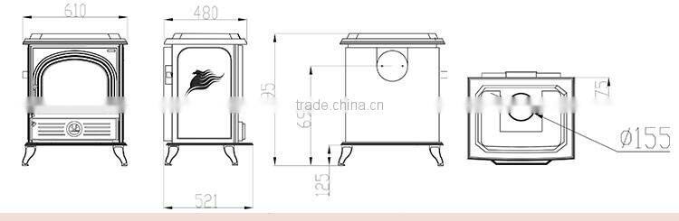Cast Iron Material Wood Stoves/wood burning fireplace with Enamel