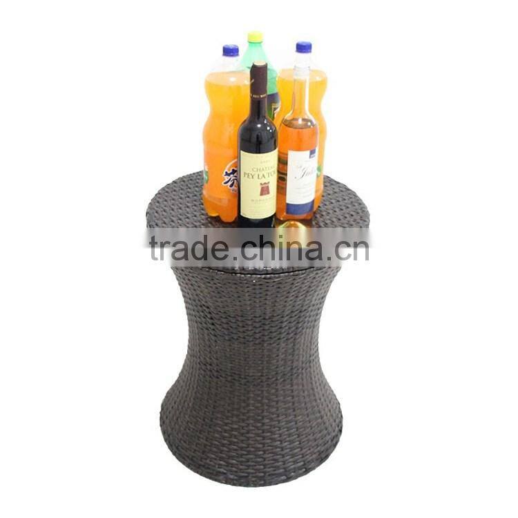 Outdoor PE rattan woven wine or beer cooler table garden patio party decorative adjustable design bulk ice bucket