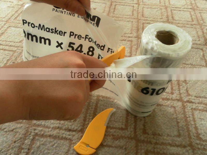 prefolded drop film with cutter