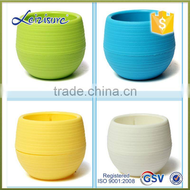 self watering coloured round cute flower pot mini cup