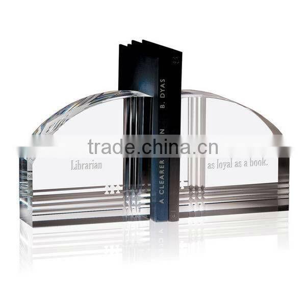desk decoration engraved crystal bookends
