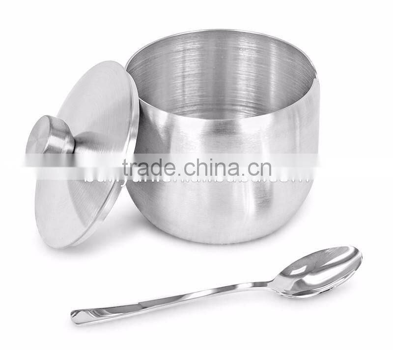 Stainless Steel Condiment Set Seasoning Containers with Stand and Spoons