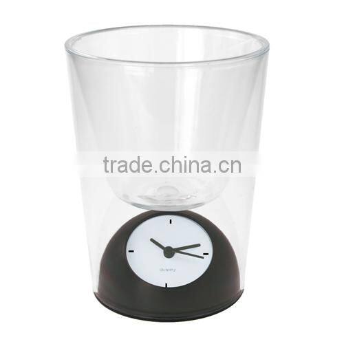 Hot cup shaped transparent table clock for promotion gift