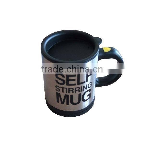 Stainless steel self stirring coffee mug