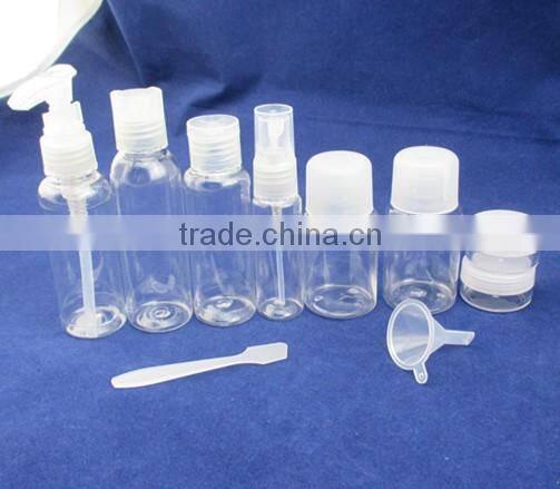9pcs cheap travel bottle set transparent plastic travel bottle set travel bottle kit