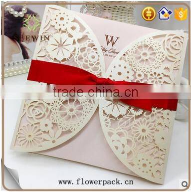 western style iridescent paper wedding invitation card