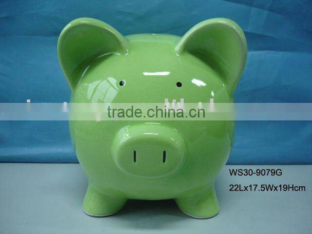 Hot sales cheap ceramic pink piggy bank for promotional gifts