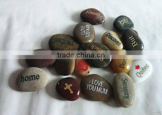 Walkway Decor Multi Color Stone Chinese Lettering Natural Glass Pebbles Gifts