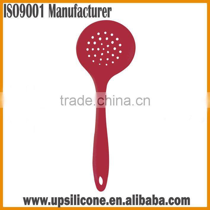 Food Grade Silicone Kitchen Cooking Skimmer with Stainless Steel Plastic Handle