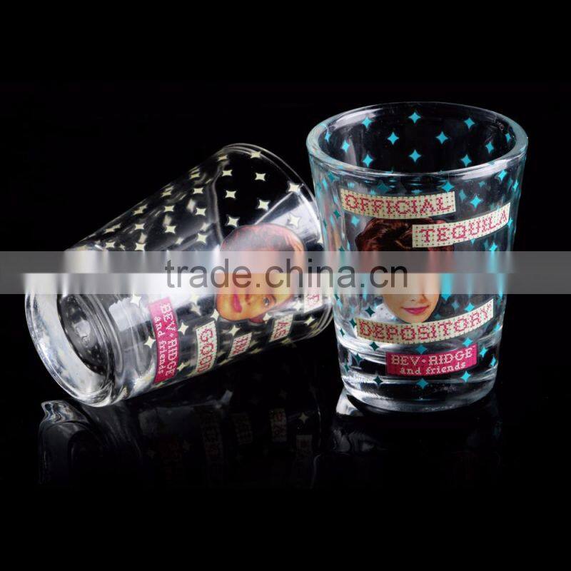 transparent custom silk decal printing glass mug for drinking