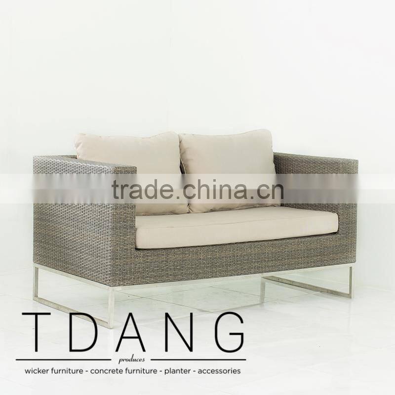 Coronado Wicker Bench with Stainless Steel Base - Contemporary Rattan furniture bench.