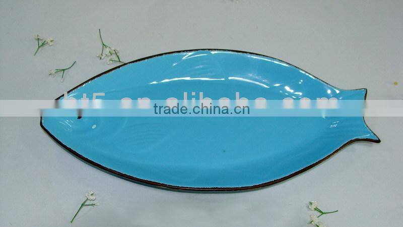 hot sale ceramic fish dinner plates for hotel in New Year