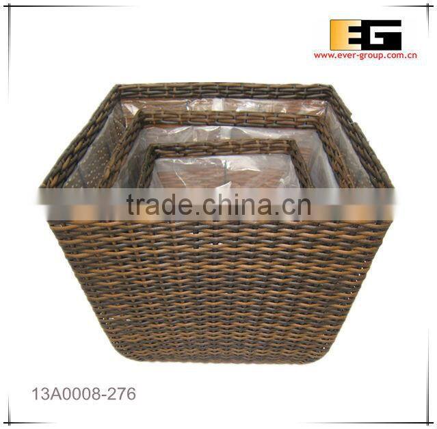 PE/Plastic rattan square with liner flower planter