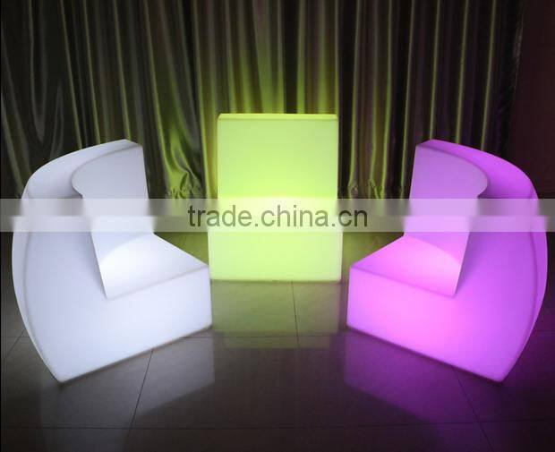 outdoor waterproof plastic led illuminated sofa sets, glow led modern sofa chair