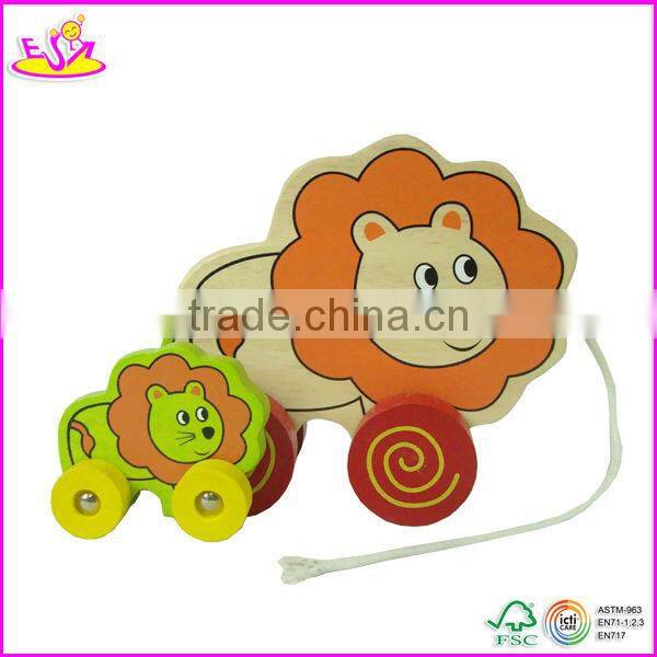 2016 new design kids wooden animal car toy,cute baby wooden animal car toy,most fashion wooden animal car toy W05B091