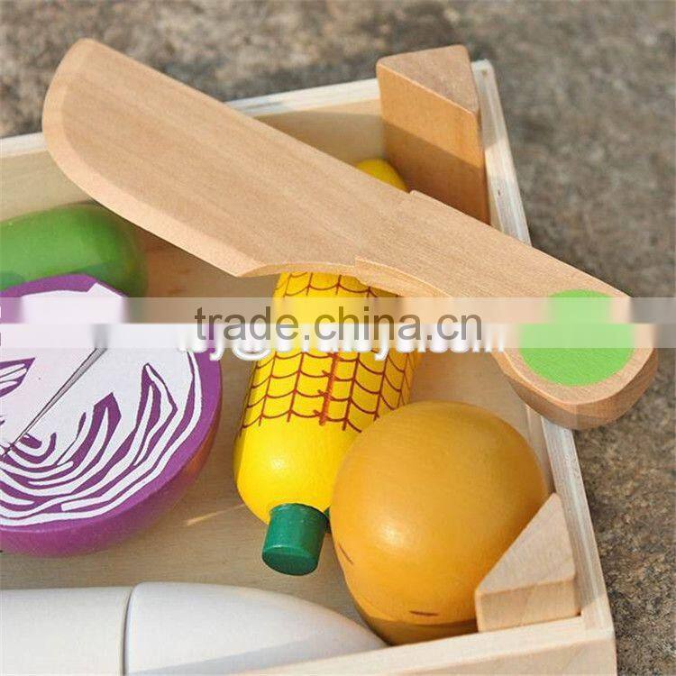 Pretend play kitchen toys wooden toy cutting fruit for kids W10B183
