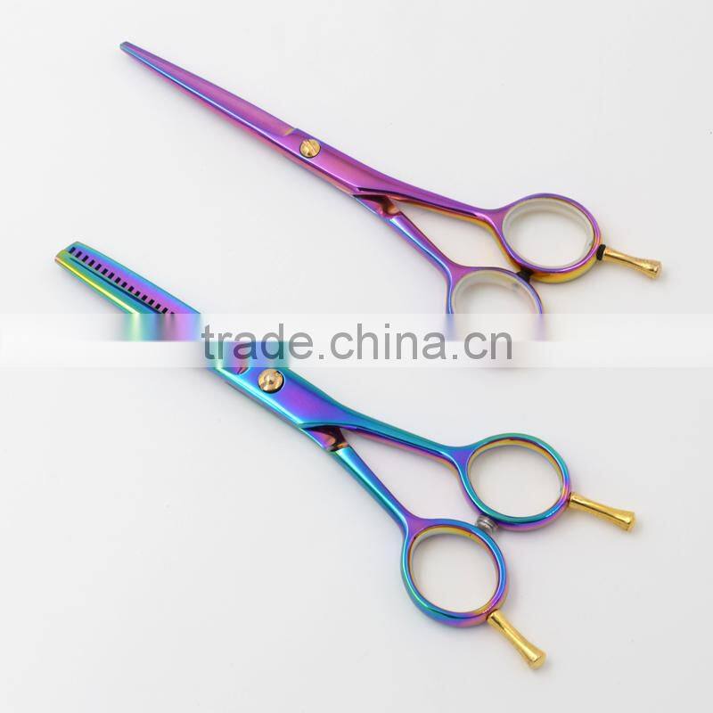 QJ-02S colorful titanium coating barber scissor set beauty instruments beauty care instruments