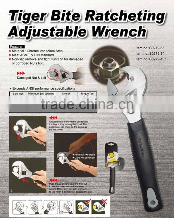 Tiger Bite Ratcheting Adjustable Wrench