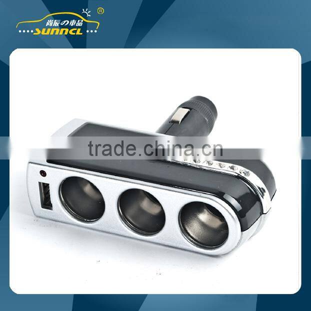2 Way Car Cigarette Lighter Adapter Outlets with Double USB for iPhone , Tablet