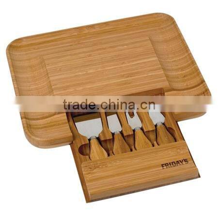 bamboo cheese board with knife