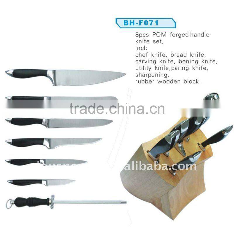8pcs steel kitchen knife set with block,