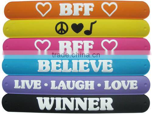 China factory customized design personalized high quality sillicone slap wristband