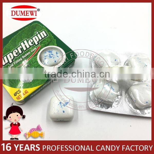 Mint Flavor Jam Filling Crispy Energy Chewing Gum Pillows