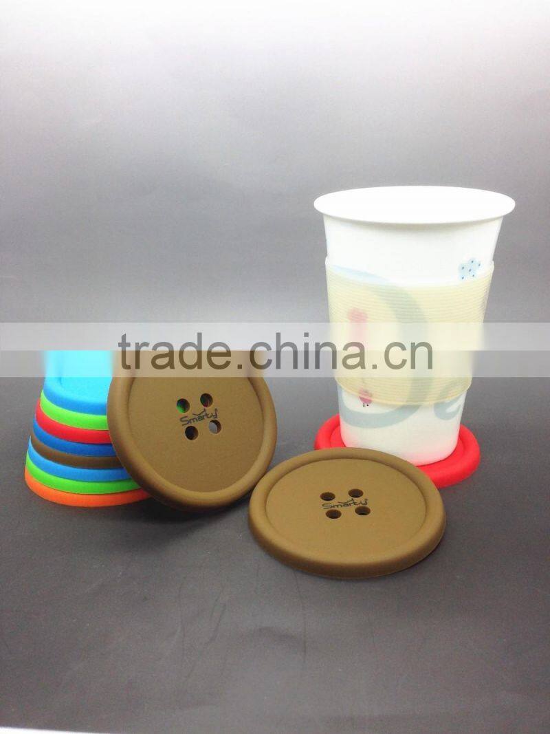 Hot colored customized food grade silicone table beer cup coaster