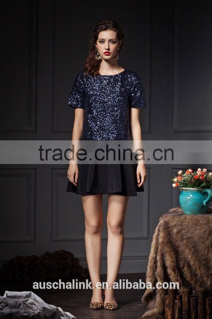 latest design summer hot sequin lady office t shirt low price