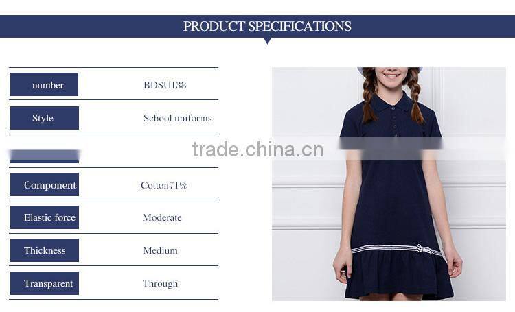 Children's College skirt 2017 summer school girls navy style short sleeved custom dress
