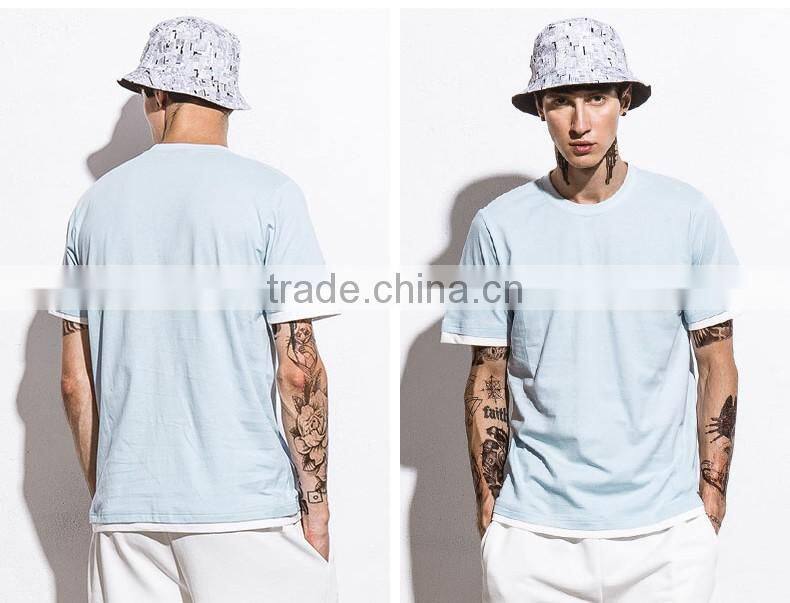 SZXX T314 Hot Sale Sky Color Custom Cotton O-neck T-shirt Mens