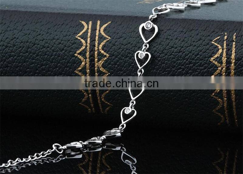 Fashion new design 925 sterling silver heart shape bracelet for Girls