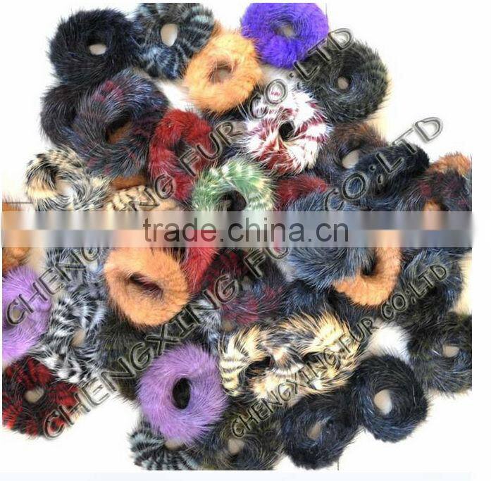 CX-E-11 Assorted Color Mink Fur Elastic Hair Accessories