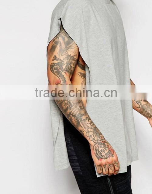 Super oversized hip hop cape t-shirt, bulk plain cheap high quality t-shirts men OEM