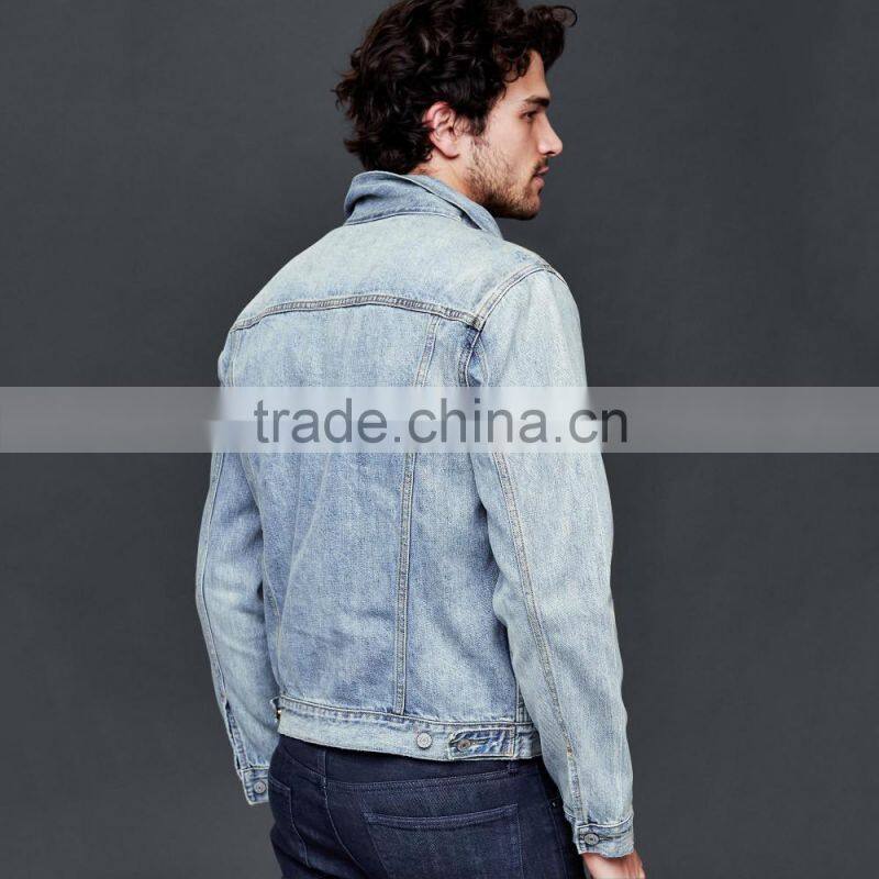 classic light blue vintage denim jacket for men custom printed