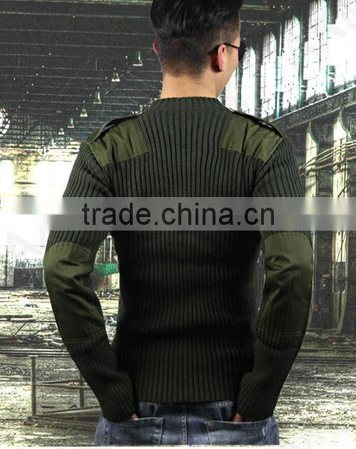 Pure Color Military Sweater plus size mens acrylic sweater designs