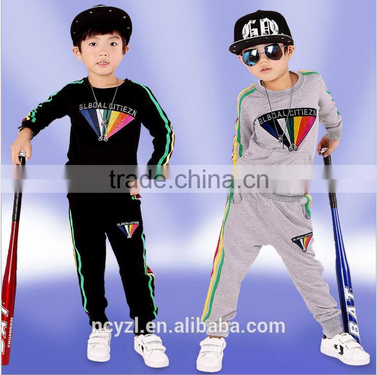 fashion casual 3d printing diamond or words cotton kids hoodies and sports clothes sets