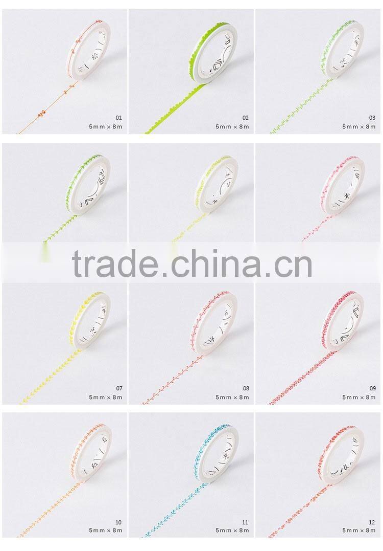 5mm*8m Japan washi tape customizable thin type adhesive paper tape planner accessories