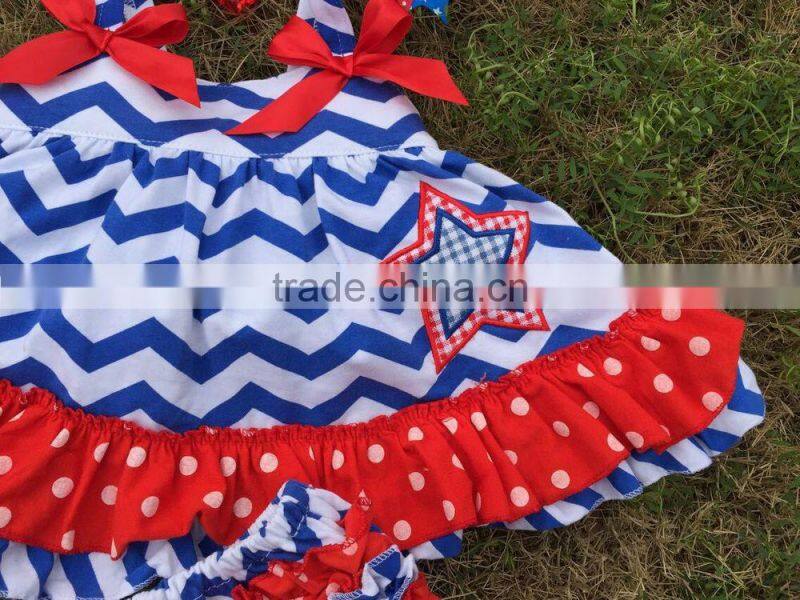 2015 chevron baby girls swing top set July 4th swing outfits with matching necklace and bow set